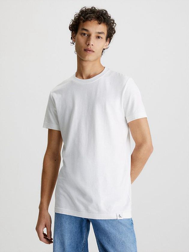 Calvin Klein USA Slim Logo Tab Mens T-Shirt White 6192504-FX